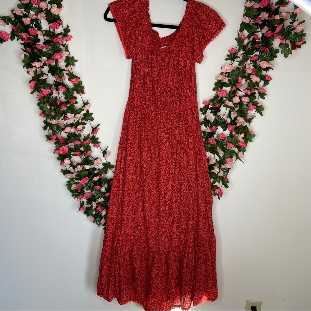 Old Navy Orange Floral Womens Maxi Dress XS